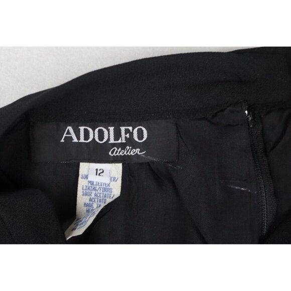 VINTAGE ADOLFO ATELIER WOMEN'S BLACK PENCIL SKIRT - SIZE 12 - Picture 3 of 4